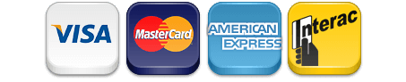Graphic logos identifying the methods of payment accepted at Fallowfield Tree Farm - CASH, Interac Debit, VISA, Master Card and American Express (AMEX)